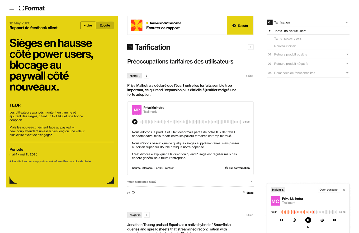 Aperçu de l'application Format